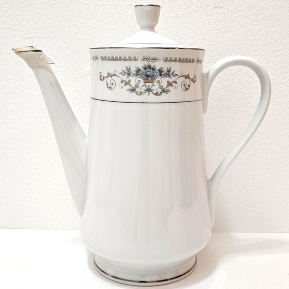 Diane by Fine China of Japan Blue Flower Scrolls - Coffee Pot - Picture 1 of 11